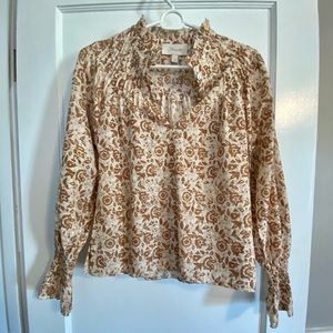 Cleobella Natural Fiber Blouse with Gold Thread